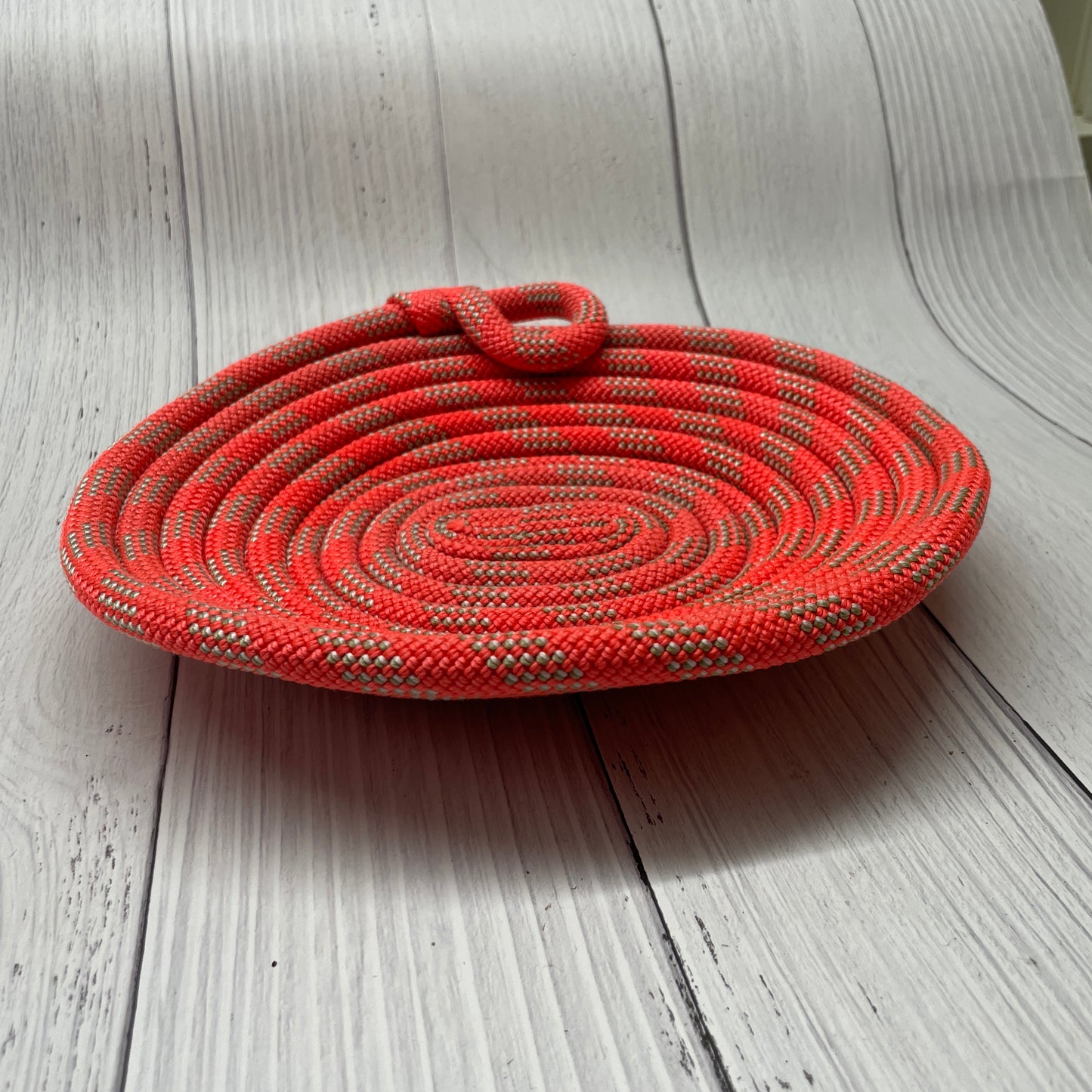 Coiled Oval Rope Bowl | Coral